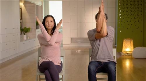 woman and man showing crocodile pose
